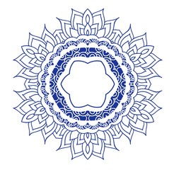 Creative mandala logo design. Symmetrical kaleidoscope pattern. For invitation, wedding, banner, greeting card. Vector illustration on white background.