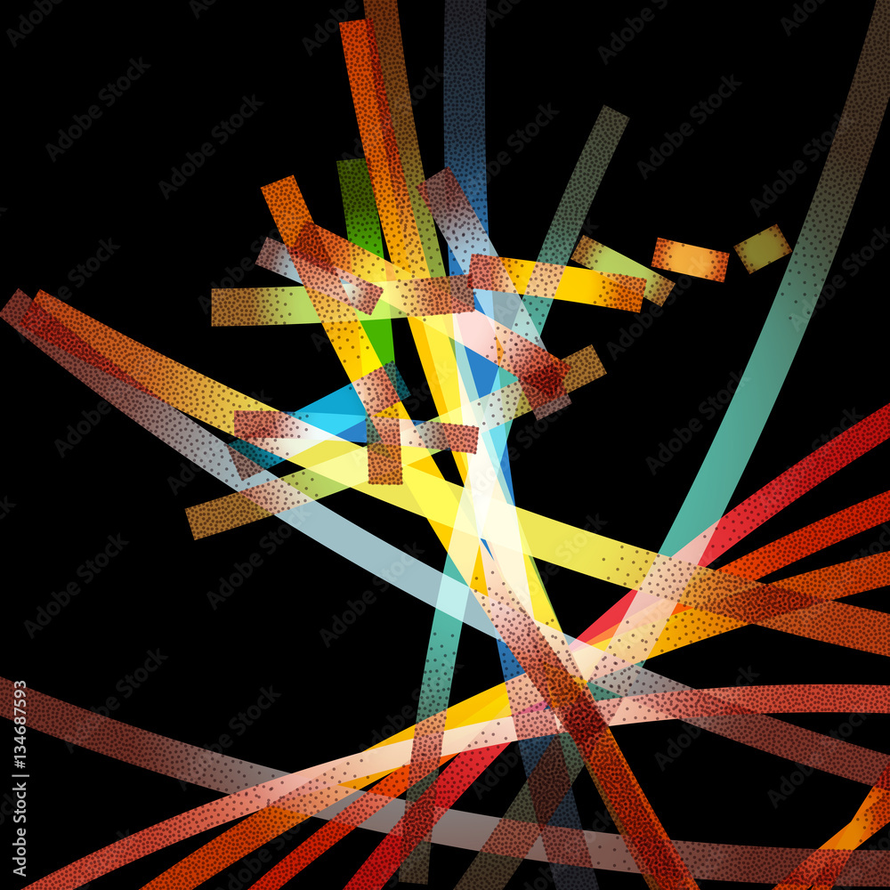 Poster abstract background with retro colorful lines and vintage dotwork shades