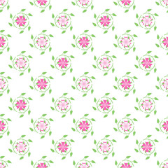 Fototapeta na wymiar Vector seamless pattern. Abstract floral background. Pink flowers on a white background.