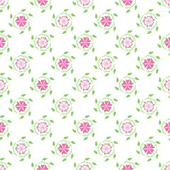 Vector seamless pattern. Abstract floral background. Pink flowers on a white background.