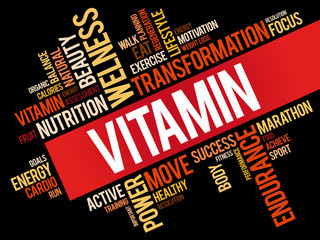 VITAMIN word cloud background, health concept