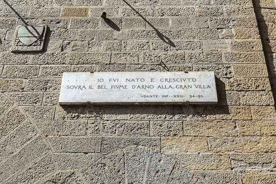 Inscription at Dante's House in Florence, Italy 