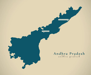 Modern Map - Andhra Pradesh IN India federal state illustration