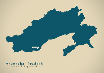 Modern Map - Arunachal Pradesh IN India federal state illustrati