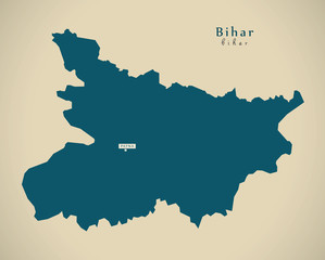 Modern Map - Bihar IN India federal state illustration