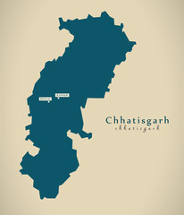 Modern Map - Chhatisgarh IN India federal state illustration