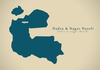 Modern Map - Dadra and Nagar Haveli IN India illustration