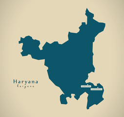 Modern Map - Haryana IN India federal state illustration