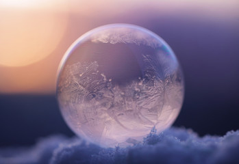 Frozen soap bubble