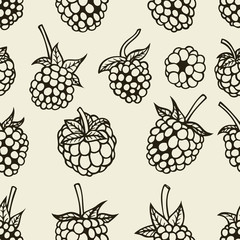 blackberry with leaves seamless pettern