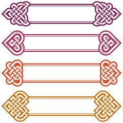 Vector Irish Frame set. Design elements of Celtic Knot in the shape of Heart. Medieval Art isolated on white background