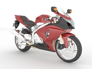 Fototapeta na wymiar 3d rendering sport black red motorcycle isolated on a white background.