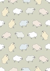 Fototapeta premium Sheep funny seamless vector pattern