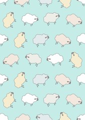  Sheep funny seamless vector pattern