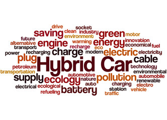 Obraz premium Hybrid car, word cloud concept