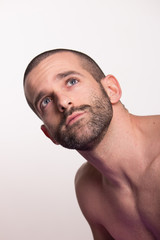 Obraz premium young man face head looking above up