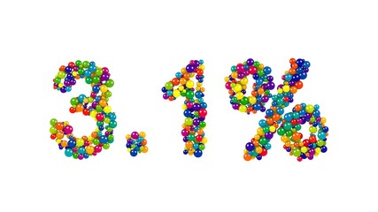 3.1% colorful numbers formed of spheres