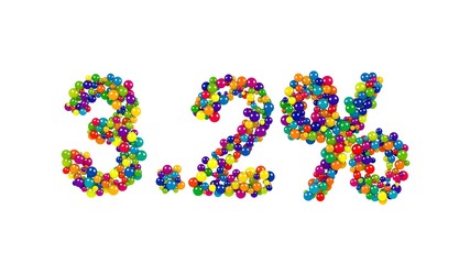 3.2 percent festive rainbow colored numbers