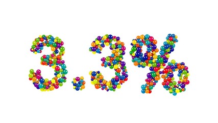 Colorful festive 3.3 percent numbers and icon