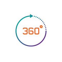 360 degree view sign. vector icon, solid logo illustration, pictogram isolated on white