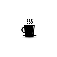 Vector cup of hot coffee icon. Flat design on a white background