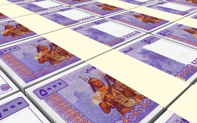 Djiboutian franc bills stacks background. 3D illustration.