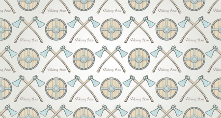 Seamless viking pattern. Can be used for graphic design, textile design or web design. Shield and Axe. texture