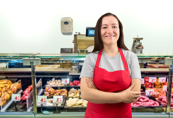 beautiful saleswoman smiling