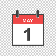 Fototapeta premium May 1 calendar icon. International womens day. Vector illustration in flat style.