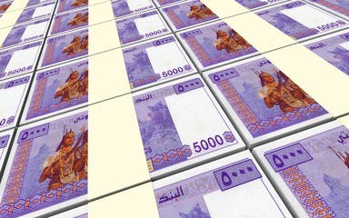 Djiboutian franc bills stacks background. 3D illustration.