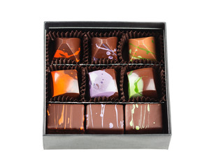 Chocolate candies in a box