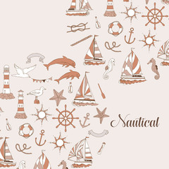 Nautical background with ships