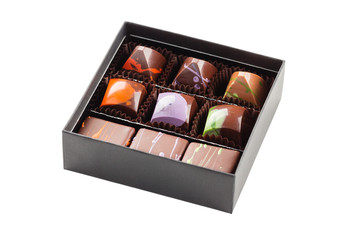 Chocolate candies in a box