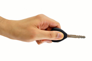 man holding a car key