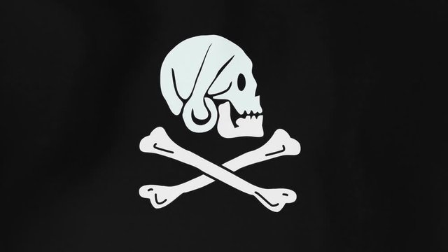 Loopable: Pirate flag waving in the wind...Seamless loop. Made from ultra high-definition original with detailed fabric texture.