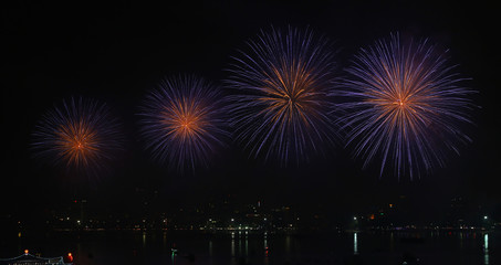 Fototapeta na wymiar fireworks over Lake