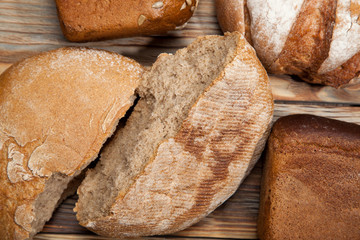 Bread on a rustic wooden background