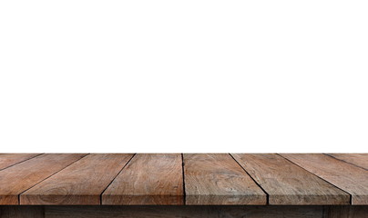 Old Wood table isolated on white background.