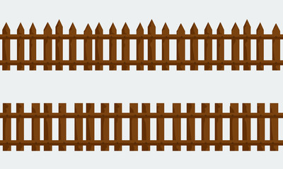 Wooden Farm Fence. Vector with flat and solid color