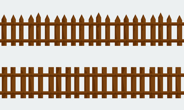 Wooden Farm Fence. Vector with flat and solid color