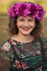 Beautiful curvy girl with a flower crown
