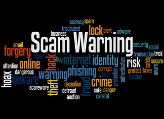 Scam Warning, word cloud concept 7
