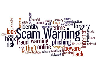 Scam Warning, word cloud concept 8