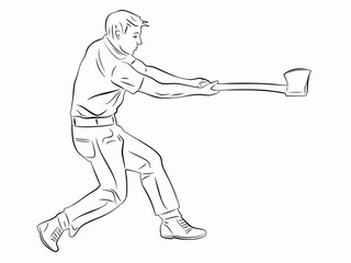Silhouette of lumberjack, vector draw
