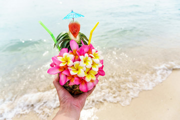 Fototapeta na wymiar Tropical pineapple cocktail