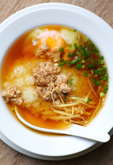 Traditional Thailand porridge rice gruel in bowl