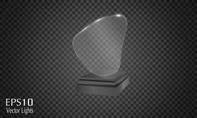 Glass Trophy Award. Vector illustration isolated on transparent background