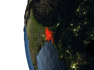 Sunset over Bangladesh from space