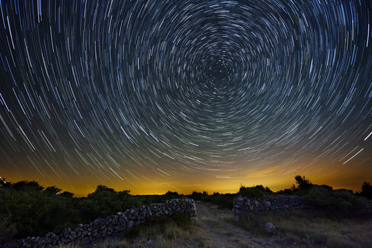 Star trails from Cres island, Croatia.