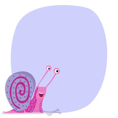Cartoon cute color snail vector illustration with blue text space